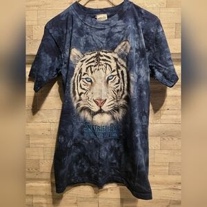 Siegfried & Roy Blue Tie-Dye Tiger Graphic Short Sleeve Tee